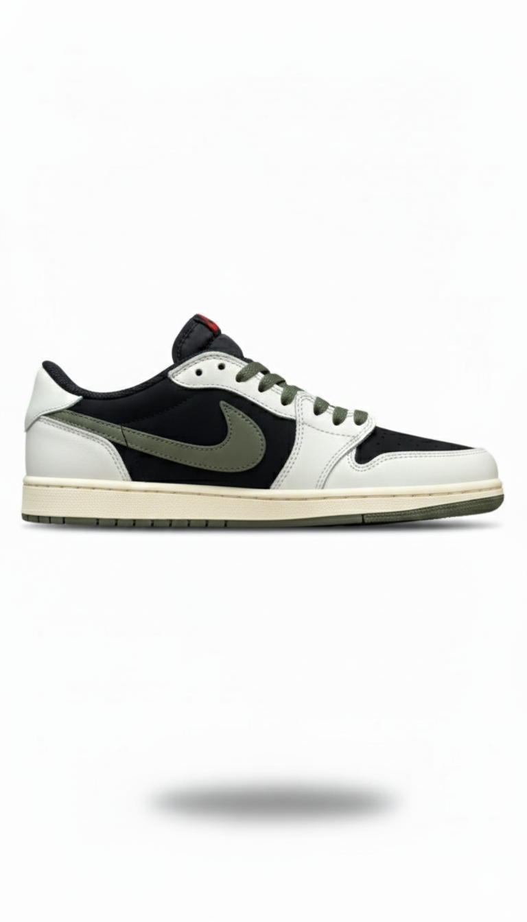 Premium Street Classic Low-Top Sneakers Black White Olive